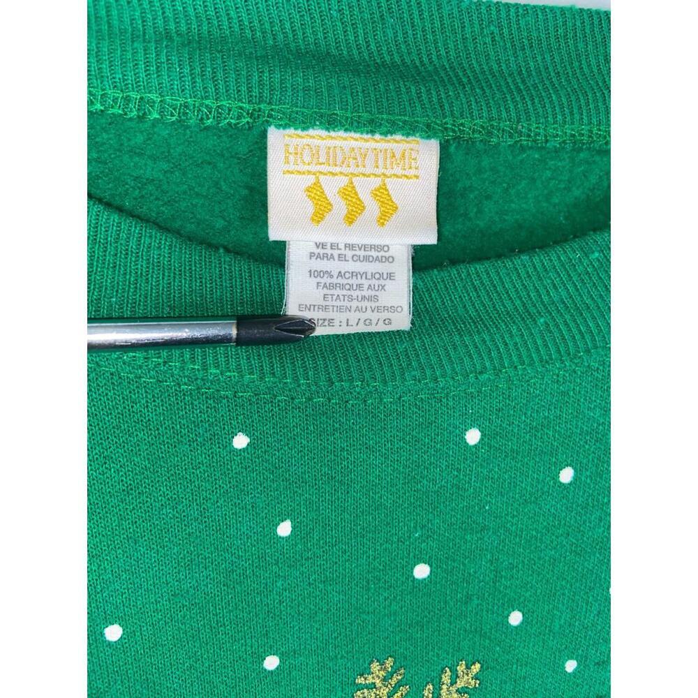 Vtg Holiday Time Christmas Sweatshirt Fleece L Ugly Sweater Village Made in USA - Picture 4 of 10